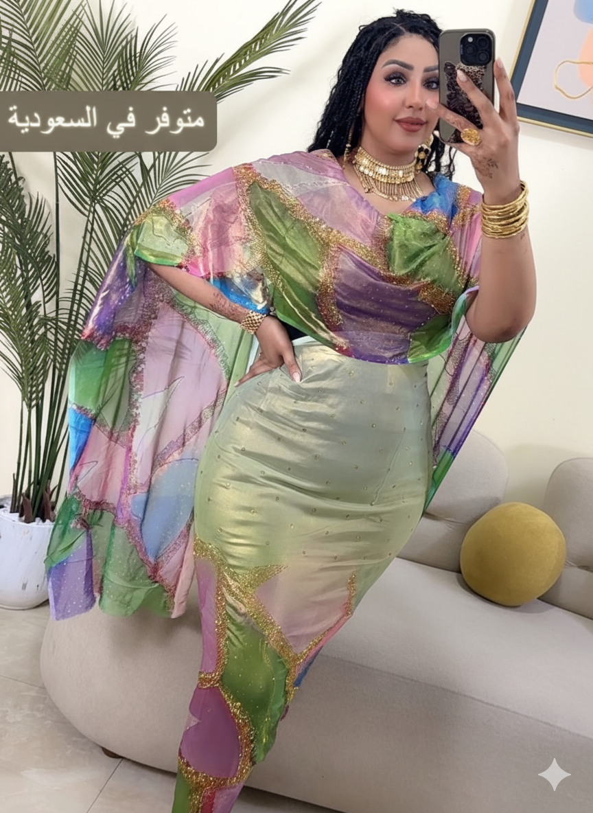 حرير لامي مشغول سوارفسكي