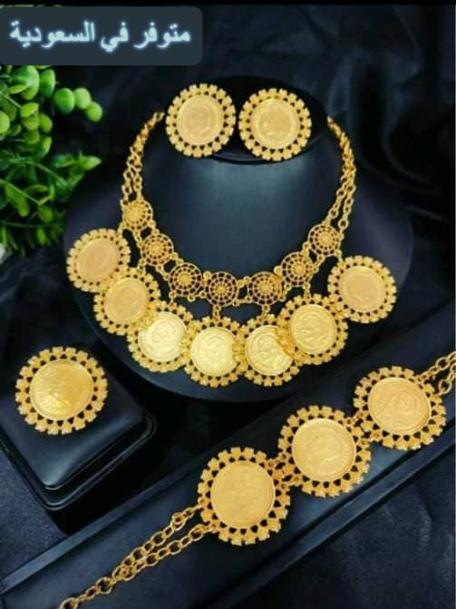 طقم اكسسوار ذهب صيني مطلي بالذهب